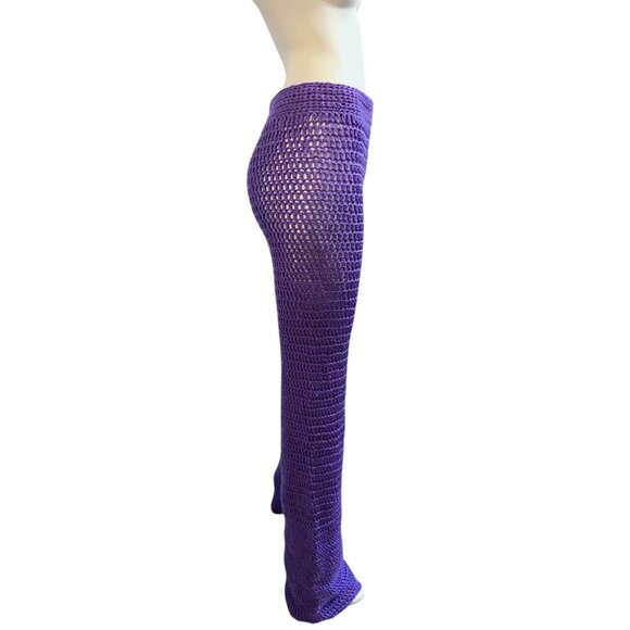 Vintage Handmade Knit Two Piece Set M Backless Flare Leg Rave Festival Resort - Picture 14 of 14